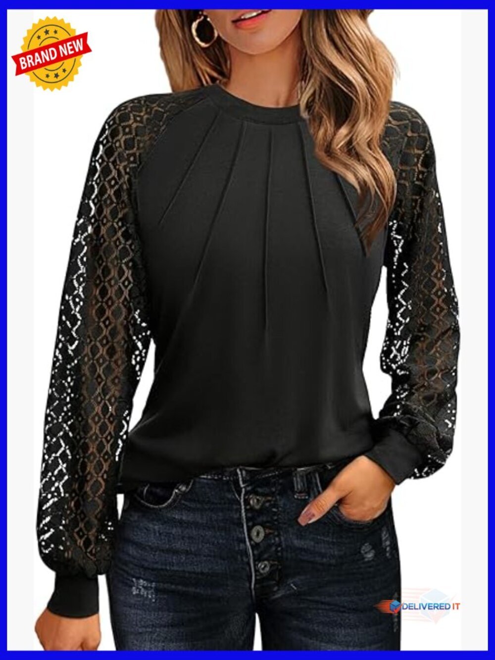 Lace Long Sleeve Button Down Shirt Dressy Casual Blouse